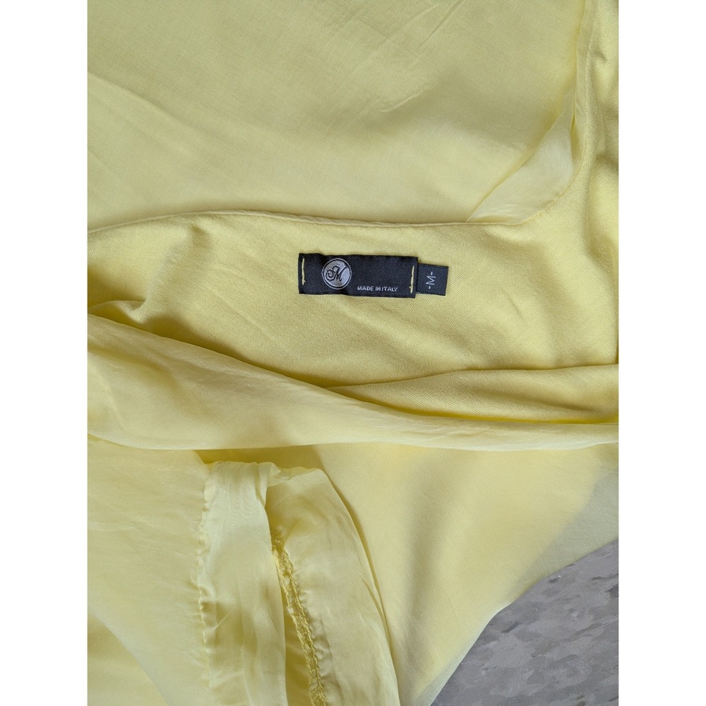 Made in Italy Yellow Silk Blend Lined Chiffon V-Neck Shift Dress Medium - Picture 7 of 8